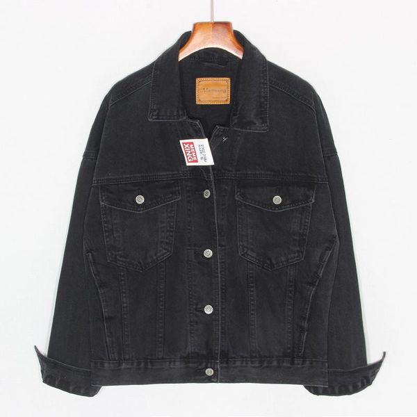 

women's jackets 2021 spring fashion plus size vintage black casual denim jacket women loose long sleeve jeans ladies basic outerwear, Black;brown