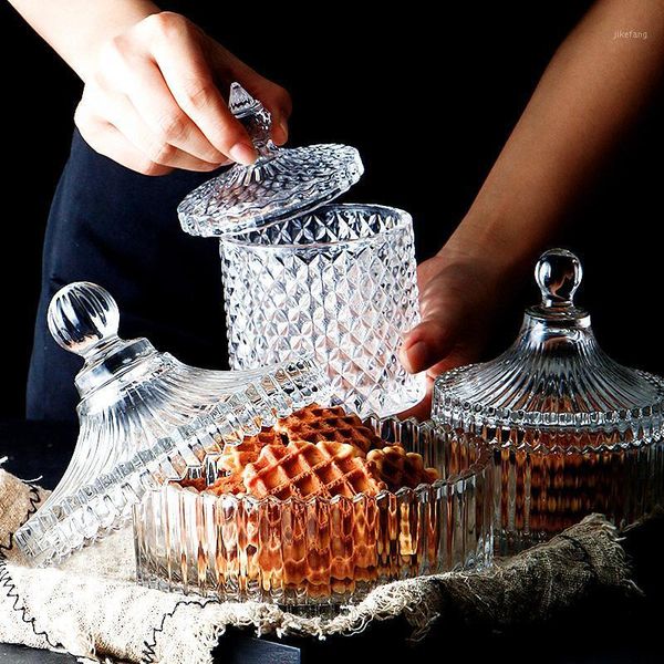 

storage bottles & jars jar european crystal glass candy bowl with cover sugar diamond box jewelry kitchen