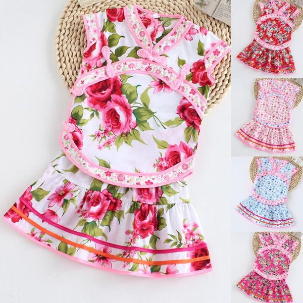 

girl's dresses toddler kid baby girl floral printed cheongsam princess + dress outfits set year gifts for kids girls#y, Red;yellow