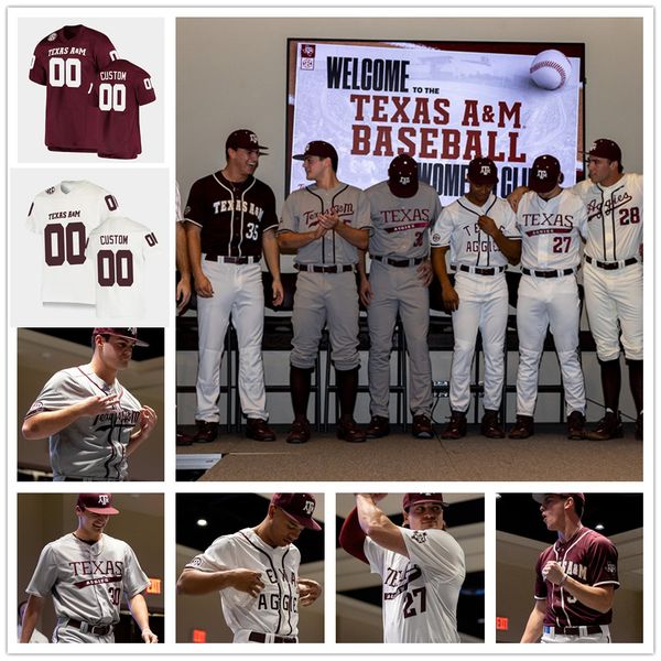 

2022 new style custom texas a&m aggies stitch baseball jersey 18 ryan prager 19 ty hodge 20 xavier lovett 23 brett minnich 25 brandon bishop, Black