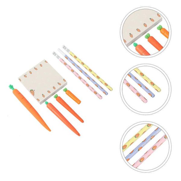 

set/8pcs creative carrot series stationery office set gift for kids pencil bags