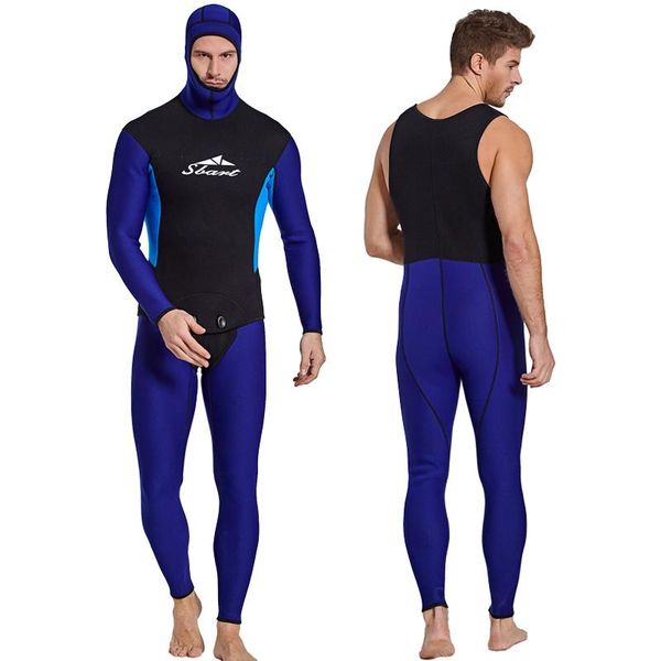

sbart spearfishing wetsuits men's 3mm premium neoprene 2-pieces hooded super stretch diving suit iving full wet suits swim wear