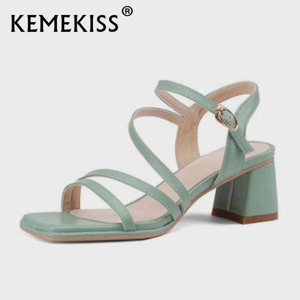 

sandals kemekiss size 31-43 for women thick heel buckle summer shoes fashion cool office footwear, Black