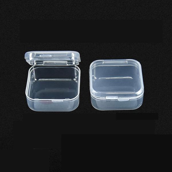 

storage boxes & bins 3pcs/lot clear lidded mini square plastic earplug box for coin small parts jewelry screw case beads container packaging