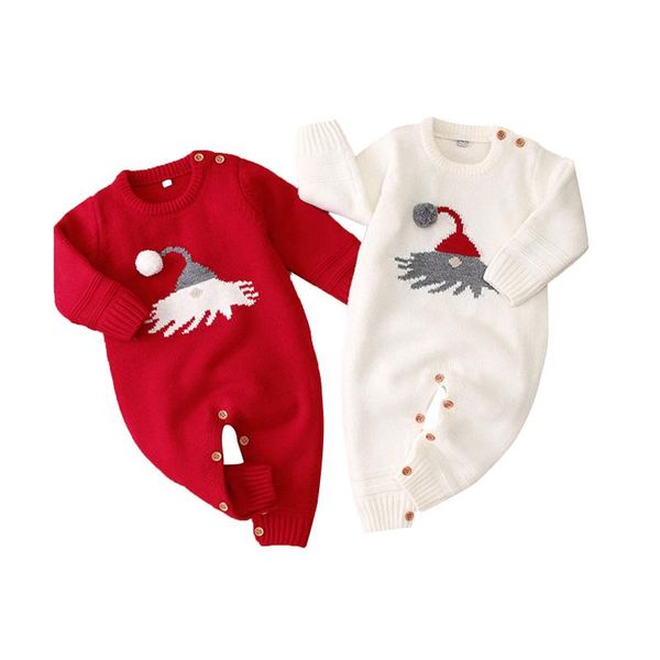 

baby kids boy girl long sleeve romper christmas hat knitting cartoon jumpsuit 0-18m jumpsuits, Blue