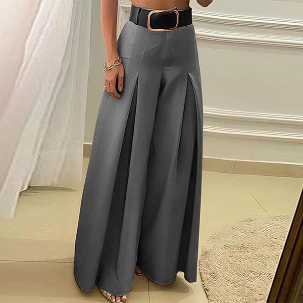 

vintage casual pants solid loose pleated pants fashion elegant office lady wide leg trousers streetwear 210521, Black;white