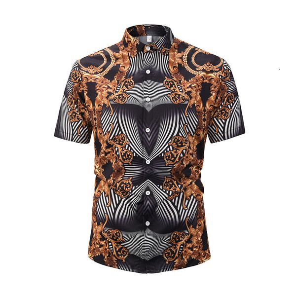 

men's casual shirts mens hawaiian short shirt male leisure camisa masculina printed beach sleeve short summer men clothes loose size c0, White;black