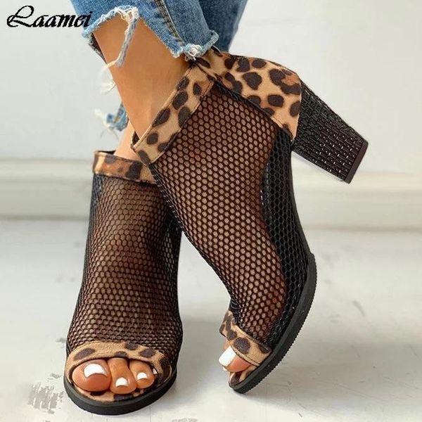 

fashion high heels shoes women square heel sandals peep toe hollow out chunky with zip black summer
