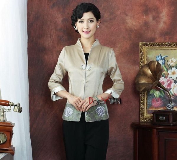 

women's jackets chunqiu middle-aged women wear jacket improved embroidered temperament sleeves thin tang suit chinese style shirt coat, Black;brown