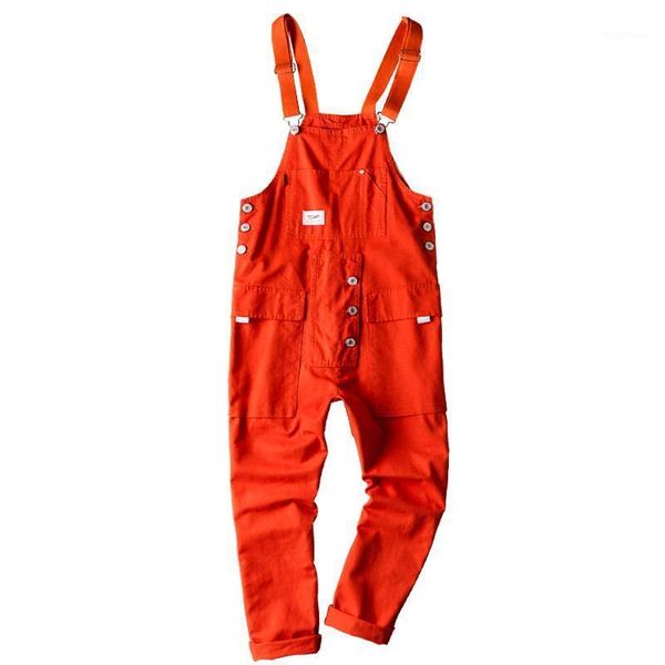 

men's pants fashionable overalls cotton big pockets solid color loose jumpsuit 2021 spring and autumn -selling casual wear s-5xl, Black