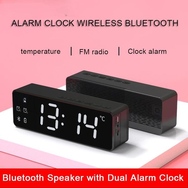 

bluetooth speaker with fm radio wireless mini portable alarm clock multifunctional mirror dual mp3 & mp4 players