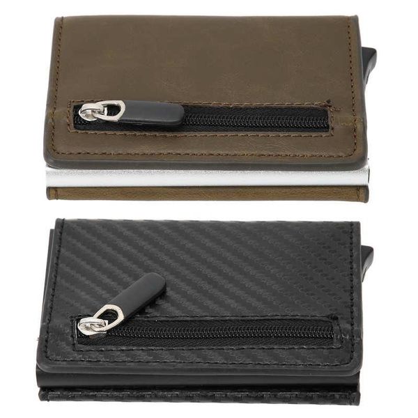 

storage bags card bag holder aluminium alloy+pu leather portable automatic -up for practical gift store id bank etc