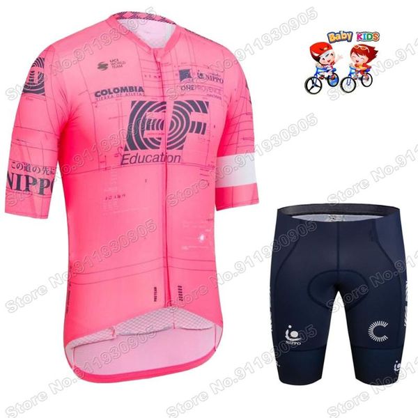 

racing sets suit ef team 2021 cycling jersey set boys girls clothing children road bike ropa ciclismo, Black;blue