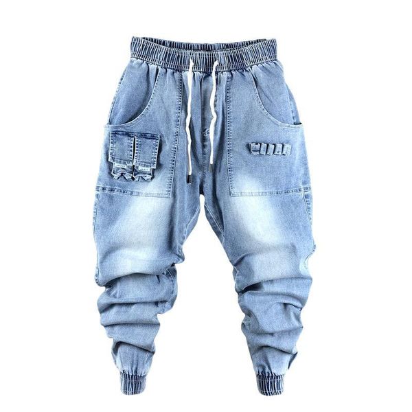 

men's pants idopy fashion men`s harem joggers cargo ankle cuffed army elastic waist drawstring street hip hop for man plus size 29-42, Black