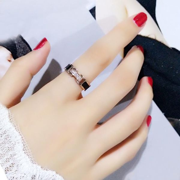 

wedding rings black four pieces cubic zirconia ring fashion girls titanium steel rose gold selling, Slivery;golden