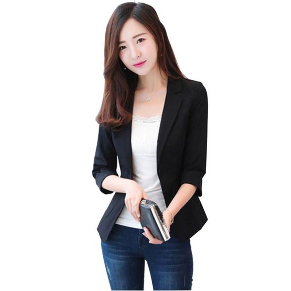 

women's suits & blazers women coat ladies and coats office work small suit bodycon black white thin chiffon blazer jackets 3/4 sleeve f, White;black