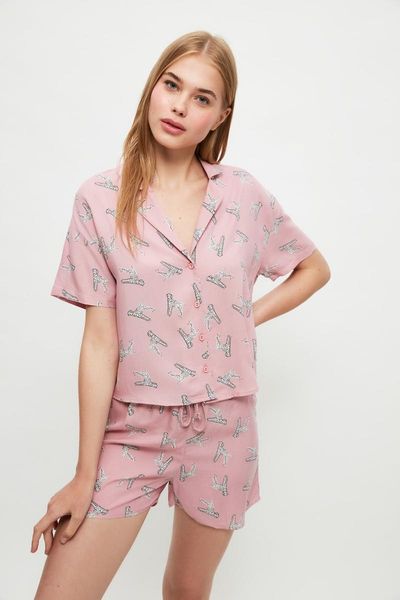 

men's sleepwear trendyol dalmatians pattern woven pajamas set thmss21pt1270, Black;brown
