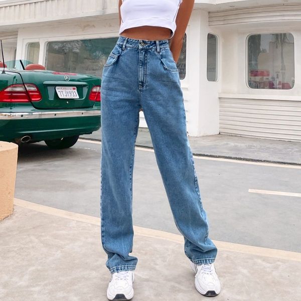 

jeans _ wide leg drop bottom pants high waist slacks straight, Blue