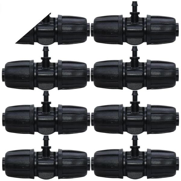 

10pcs 16mm 1/2'' pe tubing to 4/7mm hose tee connector w/ thread lock garden irrigation water adapter 1/4'' micro pipe w