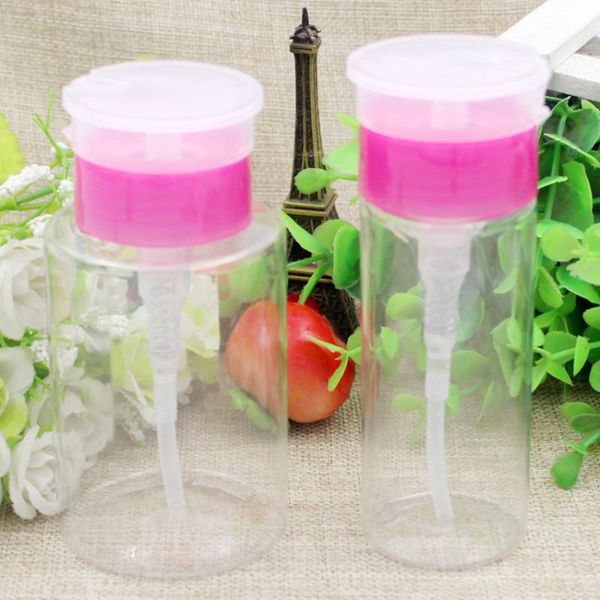 

storage bottles & jars 25pcs pink lid plastic press pump bottle nail polish gel remover clean liquid alcohol water container 170ml