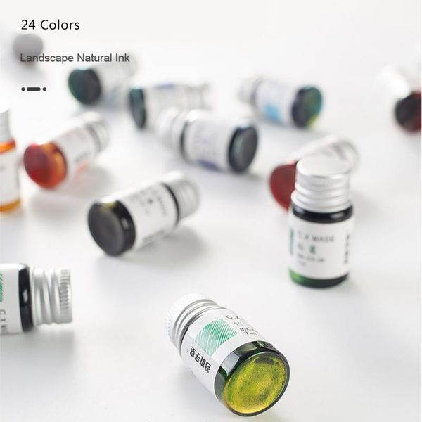 

brand 24 colors 7ml gold powder ink for fountain dip pen calligraphy writing painting graffiti stationery office supplies refills, Black;red