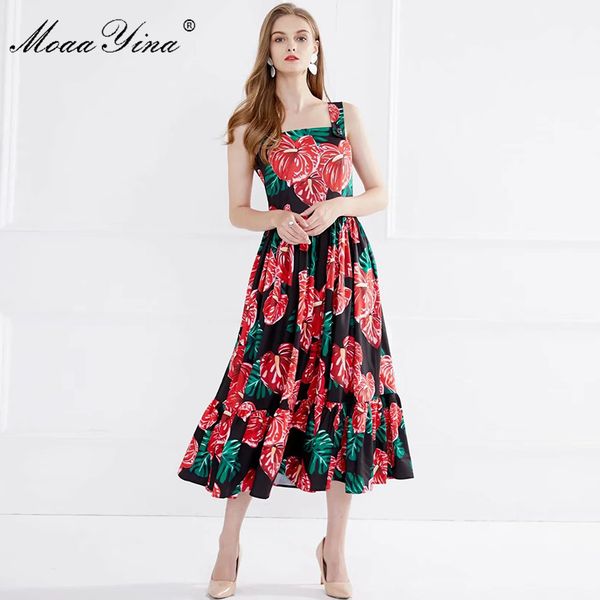 

fashion designer dress summer women spaghetti strap floral print 210524, Black;gray