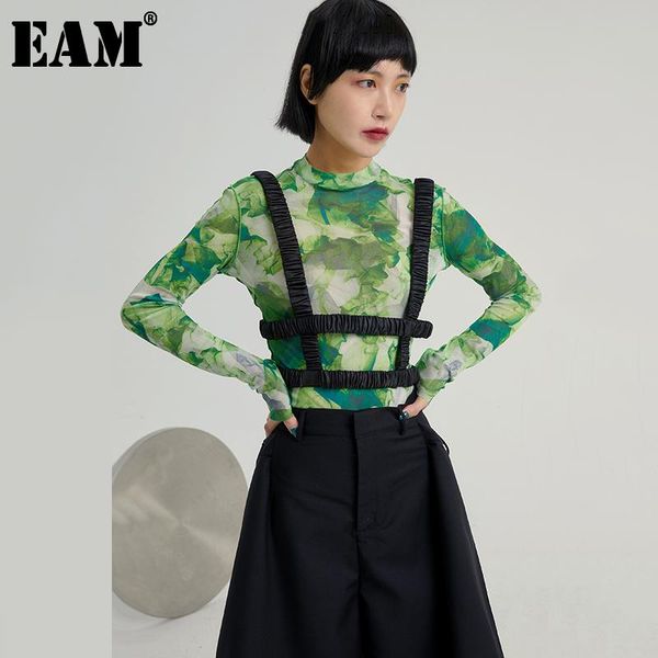 

[eam] women loose fit black split joint hollow out high elastic vest sleeveless fashion tide spring summer 2021 1u601 women's vests, Black;white