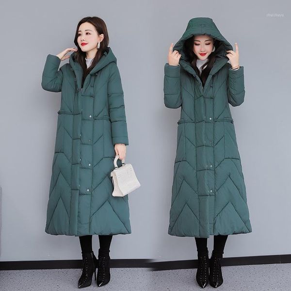 

women's down & parkas parka women winter female in 2021 long fat younger sister big yards jacket coat, Black
