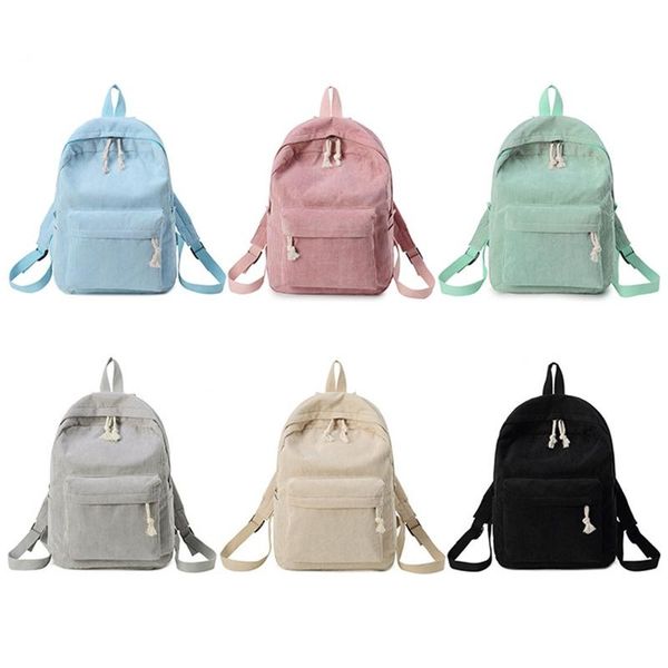 

backpack preppy style soft female corduroy school for teenage girls