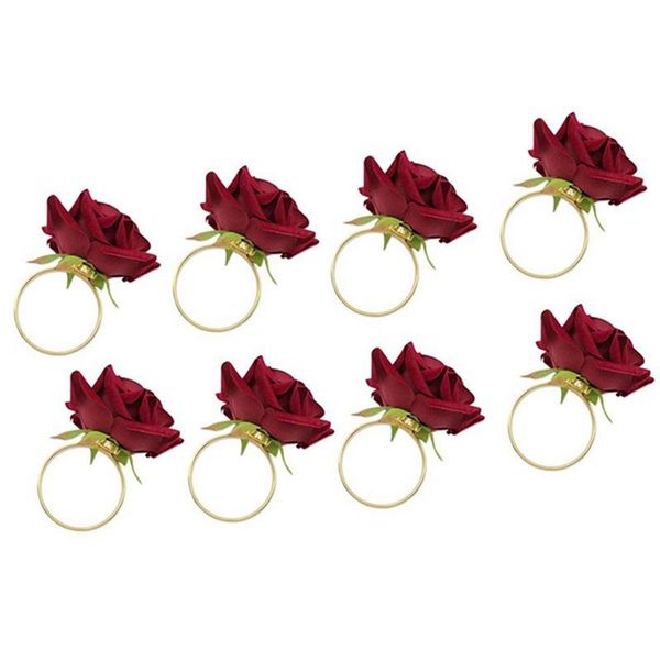 

napkin rings 8pcs/lot romantic rose alloy buckle holder for wedding receptions gifts holiday banquet decoration