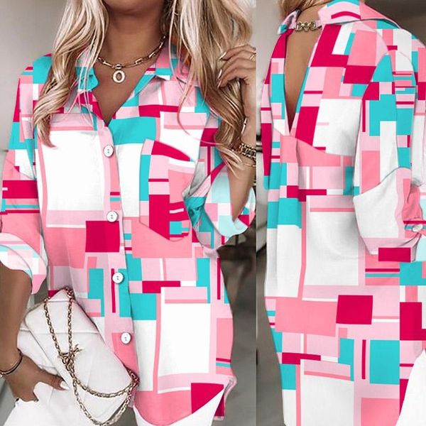 

women's blouses & shirts casual long sleeve pocket women cardigan shirt office lady button turn-down collar blouse spring autumn backle, White