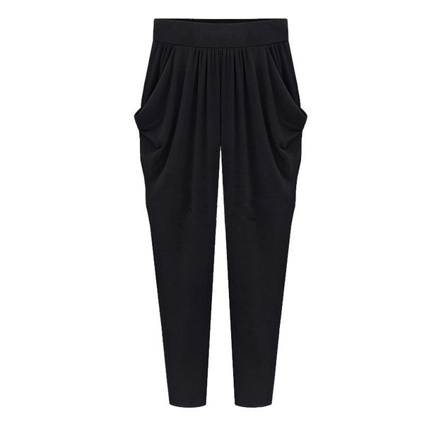 

5xl 6xl 7xl 8xl womens pant plus size autumn casual trousers pleated strechy elastic pants pantalon femmes calca feminina, Black;white