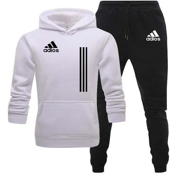 

men's tracksuits autumn winter sets adios sportswear 2 piece clothes hoodies+pants male streetswear coat jacke, Gray