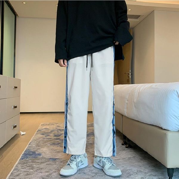 

men's pants striped-breasted casual nine-point male loose sports korean version of the trend basketball training, Black