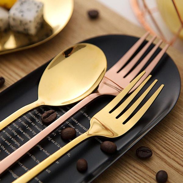 

vanzlife stainless steel golden spoon fork western kitchen tableware long handle fashionable and beautiful forks