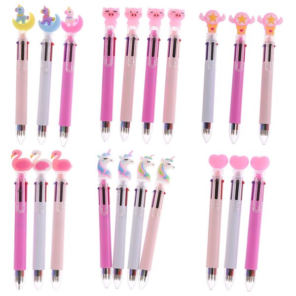 Niedliches Tier Einhorn Schwein Power 6 Farben Kugelschreiber Kawaii Tintenroller Schule Bürobedarf Geschenk Schreibwaren Papelaria Escolar 0314