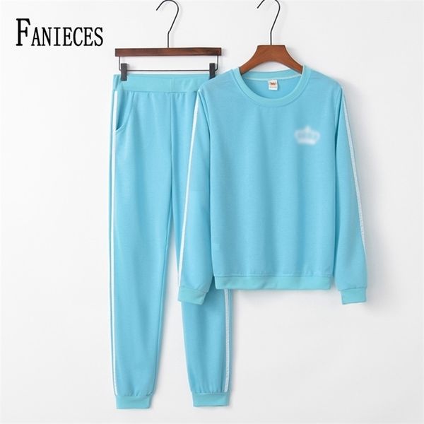 

2 piece set womens spring autumn long sleeve tracksuit lady sportswear + pants jogging suits garnitur damski 210520, White