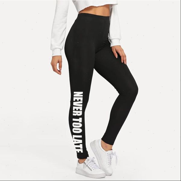 

black striped letter never too womens leggings late print casual elastic force autumn fashion clothing sporty pants