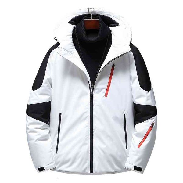 

men's -20 overcoat degree snow thick windbreaker 90% white duck down jacket male winter keep warm hooded men clothes, Black