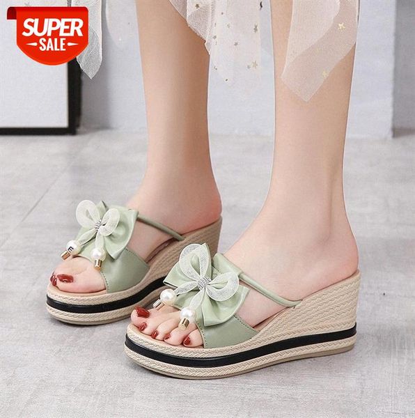 

women's sandals and slippers with bow-tie wedges #6z0e, Black