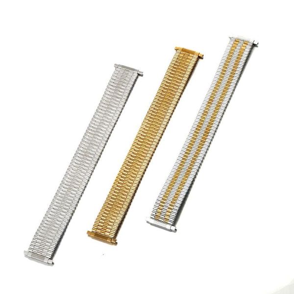 

watch bands stainless steel stretch metal replacement expansion band with self-adjusting straight end comfortable, Black;brown