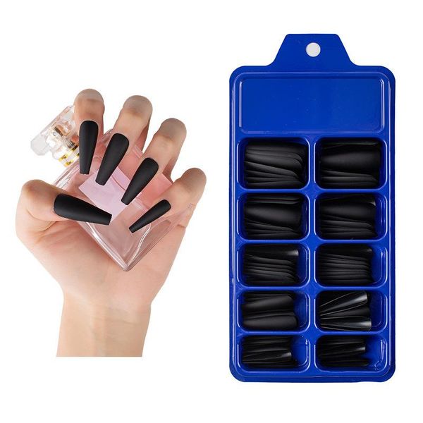 

false nails 100pcs fake frosted matte press on full cover artificial long, Red;gold