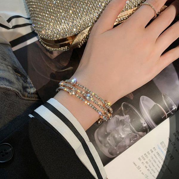 

bangle tb-274 retro temperament personality net celebrity diamond multi-layer bracelet in europe and america exaggerated fashion bracel, Black