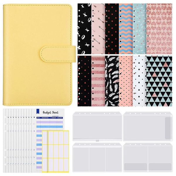 

gift wrap a6 pu leather notebook binder cover 6 holes folders budget,expense budget sheets and labels sticker