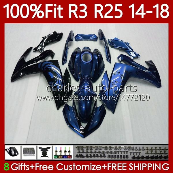 FATINGS DE INFEÇÃO OEM para Yamaha YZFR3 YZFR25 YZF-R25 BLUL BLUZ 2014-2018 BODYWORK 102NO.172 YZF-R3 YZF R3 R25 14 15 16 17 18 YZF R 3 25 2014 2015 2017 2017 Kit Body Kit