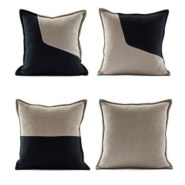 

cushion/decorative pillow cushion cover decorative case modern simple luxury ivory black patchwork blend fabric sofa chair bedding coussin
