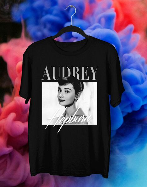 

audrey hepburn t-shirt 90s retro vintage t-shirt gift idea for fan, White;black