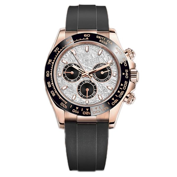 

41mm mens rubber auto mechanical watches with box,three eyes sapphire swim luxury mechanical wristwatches, Slivery;brown