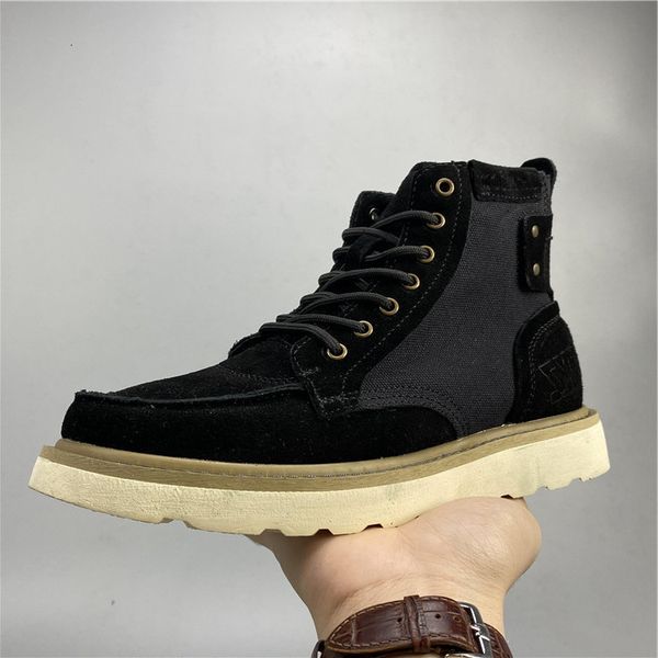 

men's casual martin boots are versatile fashion short tube thick bottom work spring and autumn style, Black