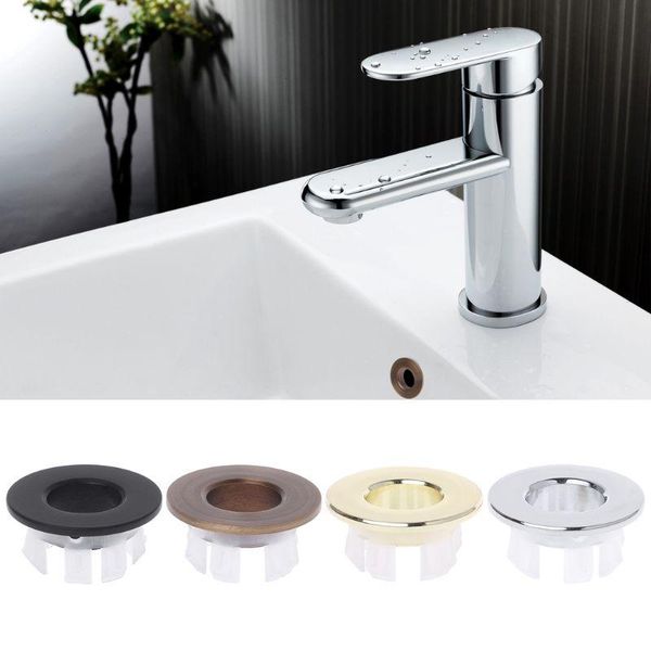 

bath accessory set bathroom basin sink overflow cover six-foot round insert chrome ring hole cap